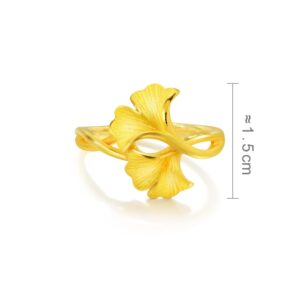 CHOW SANG SANG 999.9 24K Solid Gold Price-by-Weight 4.64g Gold Ginkgo Leaves Ring for Women and Wedding Occasion 89883R | Size: 13