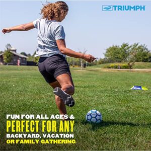 Triumph Sports Backyard Footgolf Set – Includes 3 Targets and 1 Official Size 5 Soccer Ball, Blue