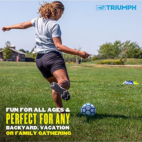 Triumph Sports Backyard Footgolf Set – Includes 3 Targets and 1 Official Size 5 Soccer Ball, Blue