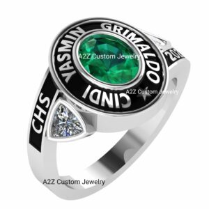 A2Z CUSTOM JEWELRY Girl Ladies Women’s Personalized Class Ring for High School College University Graduation Ceremony Gift - Customizable 2024-2025 - Sterling Silver (Titan Lisbon)