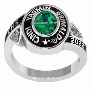 A2Z CUSTOM JEWELRY Girl Ladies Women’s Personalized Class Ring for High School College University Graduation Ceremony Gift - Customizable 2024-2025 - Sterling Silver (Titan Lisbon)