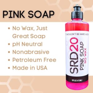 SRD20 Pink Soap Boat Wash. Won't Remove Boat Wax. Foam Cannon, Foam Gun or Bucket. A Must-Have in your Boat Cleaning Supplies. Biodegradable Boat Cleaner for all Marine Vessels.