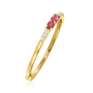 RS Pure by Ross-Simons 0.10 ct. t.w. Ruby and Diamond-Accented Ring in 14kt Yellow Gold. Size 6