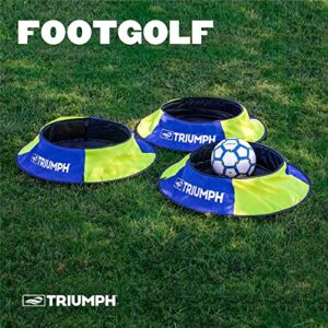 Triumph Sports Backyard Footgolf Set – Includes 3 Targets and 1 Official Size 5 Soccer Ball, Blue