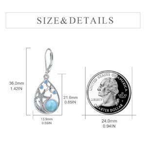 Starfish Beach Earrings for Women Sterling Silver Larimar Teardrop Earrings (larimar)