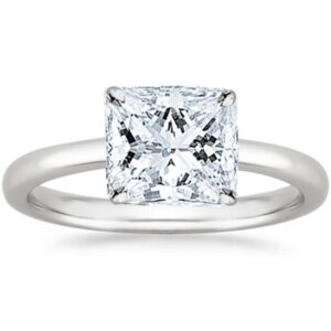 14K White Gold 2 Carat Lab Grown Solitaire Princess Cut Diamond Engagement Ring (2 Ct,D-E Color VS1-VS2 Clarity)