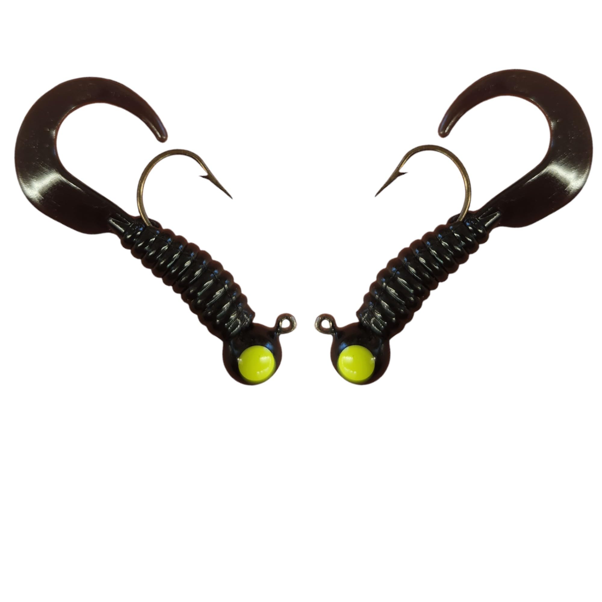 Moose Baits Crappie Jigs, Crappie Baits, Grub Fishing Lures, Curly Tail Worms for Bass Fishing, Crappie Fishing Gear, Soft Plastic Grubs, Curl Tail Grubs, Fishing Swimbait with 1/8 oz Jig Heads