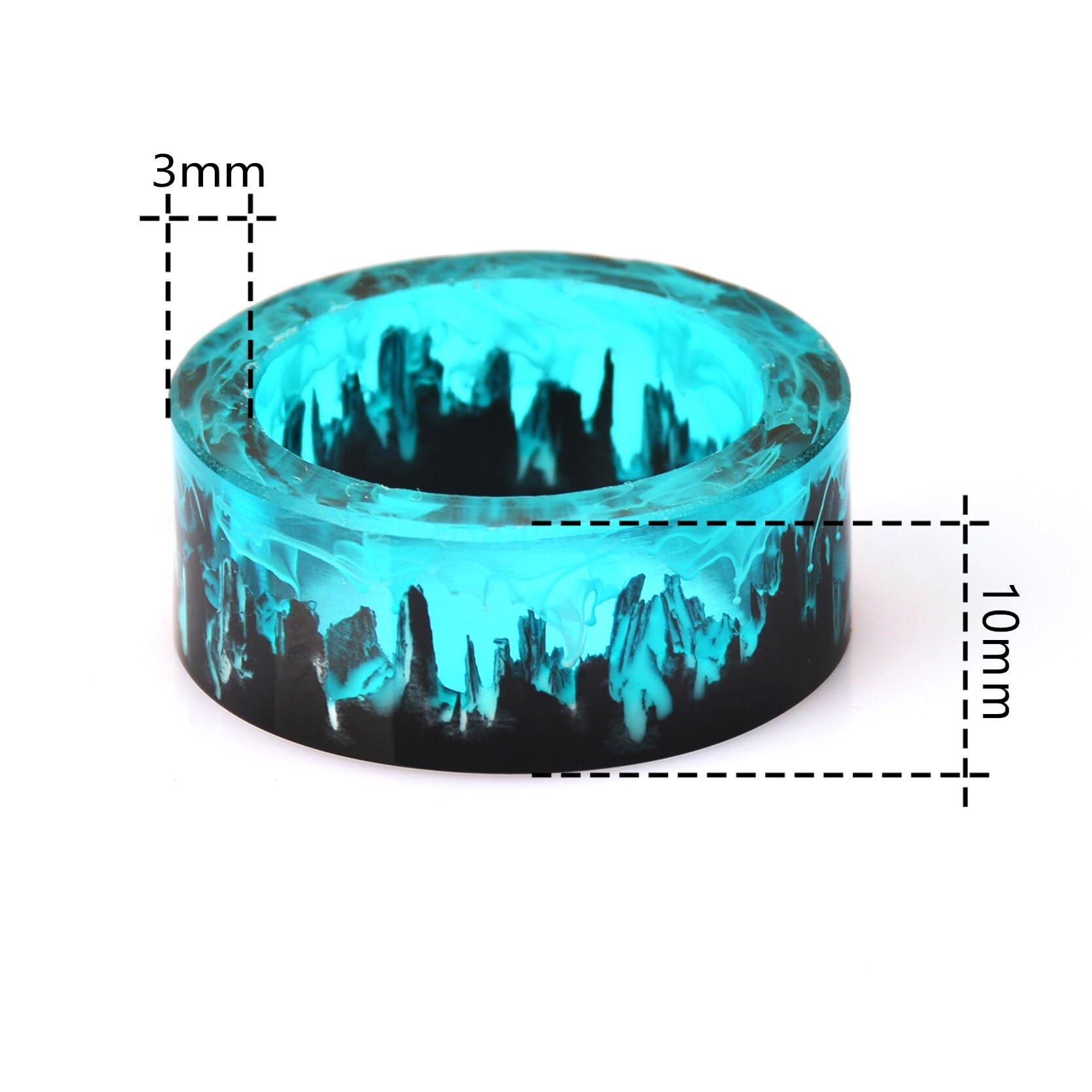 MONKEE-Blue Resin Ring Mountains Wooden Inside Magical World in A Tiny Landscape Ring for Women Men Jewelry Female Finger Punk Jewelry