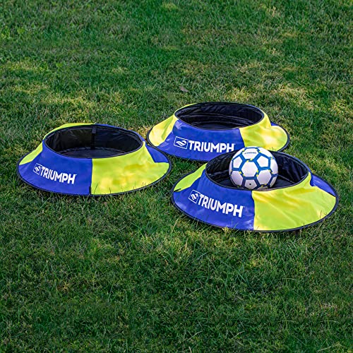 Triumph Sports Backyard Footgolf Set – Includes 3 Targets and 1 Official Size 5 Soccer Ball, Blue