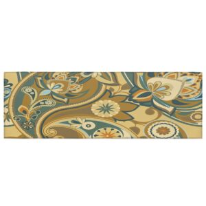 Runner Rugs, Paisley Culture Asian Retro Style Cashew Flowers Texture Non Slip Low Profile Hallway Runner Rug for Entryway Entrance Kitchen Laundry Room Bedroom, 18"X59"