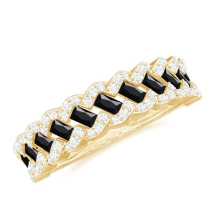 certified lab grown black diamond half eternity ring with white diamond, aaaa quality, anniversary ring for women, 14k yellow gold, size:us 3.00