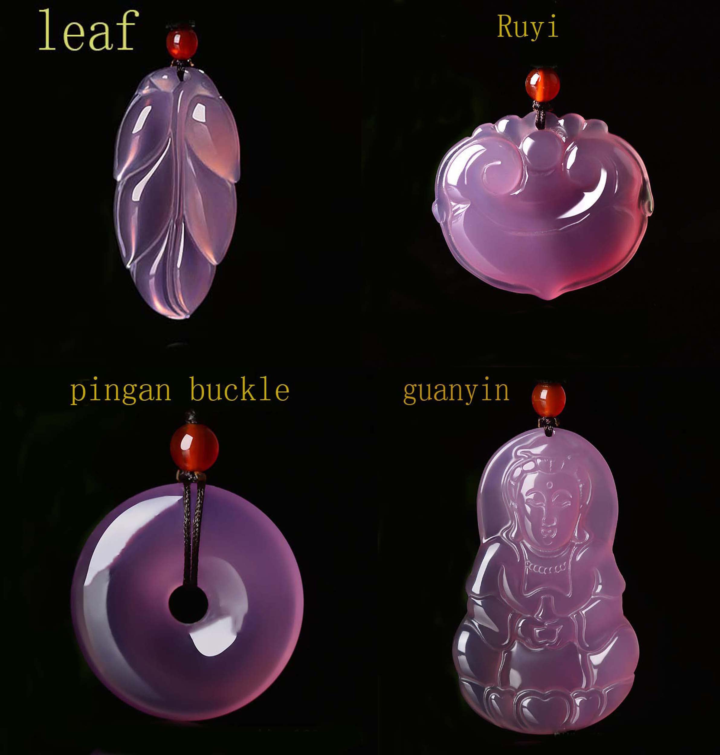 jin yu jia yuan Emperor purple chalcedony safety buckle Ruyi Pendant Pink Purple agate jade (purple, leaf(46 * 26mm))