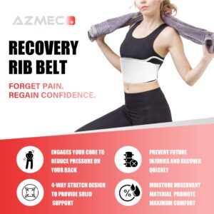 Azmec Rib Belt, 6" Elastic/Foam Chest Panel Universally Adjustable for Women, Rib Cage Protector, Wrap for Sore or Bruised Ribs, Support Sternum Injuries, Muscle Pain and Strain (Fits 26”- 40” Chest)