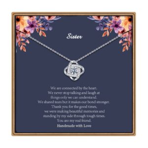 IEFLIFE Sisters Gifts Sister Necklace, Silver Love Knot Necklace Sister Jewelry Mothers Day Valentines Gifts Sister Gifts from Sister for Her