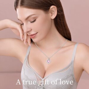 bellstar Heart Pendant Necklaces for Women 925 Sterling Silver with Birthstone Zirconia, Birthday Mother’s Day Christmas, Valentine' Jewelry Gift for Mom Women Girls