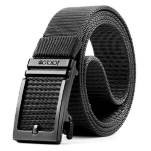 actcloud ratchet belts for men, tactical gun belt nylon web golf belt with automatic slide buckle (xl-for waist 46"-50" (length 57"), black)