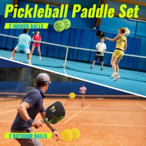 Pickleball Paddles, Pickleball Set, USAPA Approved Best Pickleball Rackets Fiberglass Face, Thicker Polypropylene Honeycomb Core, Lightweight Pickleball Paddles Set of 2 & 4 Indoor Outdoor balls & Bag