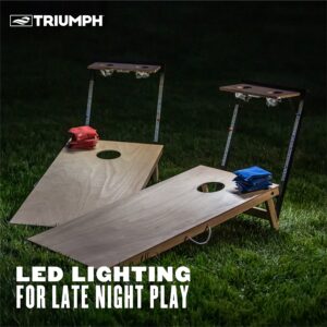 Triumph Sports LED 2x4 Cornhole Boards - Caddy Set and Grey and Blue