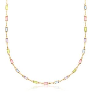 Barzel 18K Gold Plated Multi Stone Crystal Baguette Necklace for Women - Made In Brazil