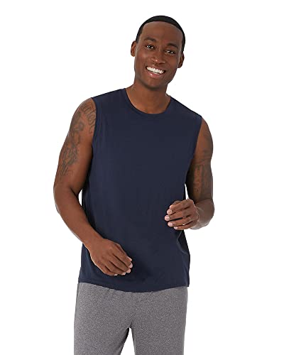 32 DEGREEES Men's Cool Classic Relaxed Tank | Anti-Odor | 4-Way Stretch | Moisture Wicking, Navy, Large