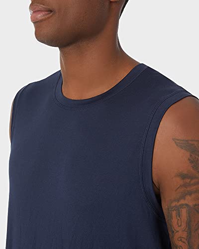 32 DEGREEES Men's Cool Classic Relaxed Tank | Anti-Odor | 4-Way Stretch | Moisture Wicking, Navy, Large