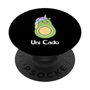 uni cado, cute avocado, funny unicorn, guacamole, vegan popsockets swappable popgrip