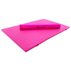 Athletic Bar Expandable Gymnastics Kip Bar 3 in 1 Set with Balance Beam, 6'x4' Mat for Kids, Horizontal Bar Junior Gymnastic Training Exercise for Gymnast Home Gym Height Adjustable 3 to 5 FT (Pink)