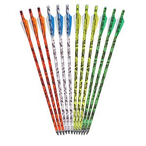 asodrock carbon crossbow bolts 18 inch colorful camouflage arrows with 3-inch vanes replaceable field point and moon nock(12pcs pack)