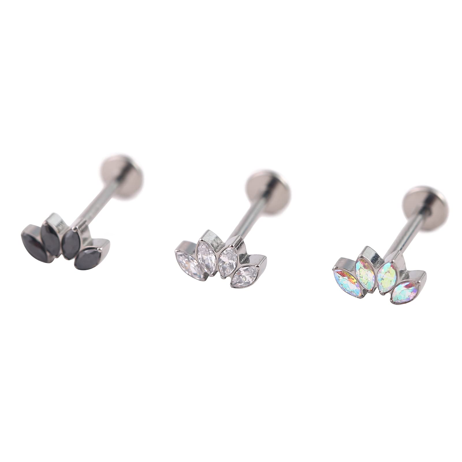 ShineYingTi 16g Titanium Labret Studs 16G Lip Piercing Internally Threaded Medusa Ring Cartilage Monroe Helix Piercing Jewelry 35-AB