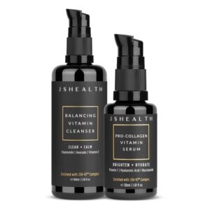 JSHealth Balance & Brighten Skincare Bundle - Gentle Facial Cleanser & Brightening Vitamin C Serum for Face