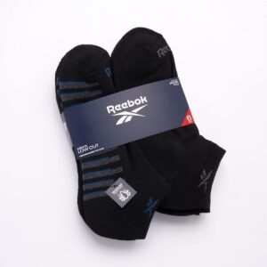 Reebok Men’s Low Cut Socks – 6 Pack Basic Cushion Low Cut No Show Socks for Men - Men's Athletic Socks (Size: 6-12.5), Size 6-12.5, Jet Black