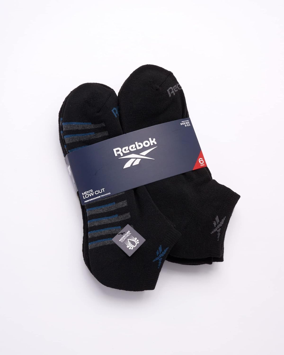 Reebok Men’s Low Cut Socks – 6 Pack Basic Cushion Low Cut No Show Socks for Men - Men's Athletic Socks (Size: 6-12.5), Size 6-12.5, Jet Black