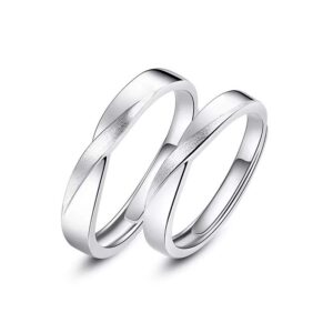 mikamu overlapping couple rings 925 sterling silver adjustable open rings engagement pair rings rings for men rings for women wedding promise engagement anniversary ring ((couple rings) 2 pcs)