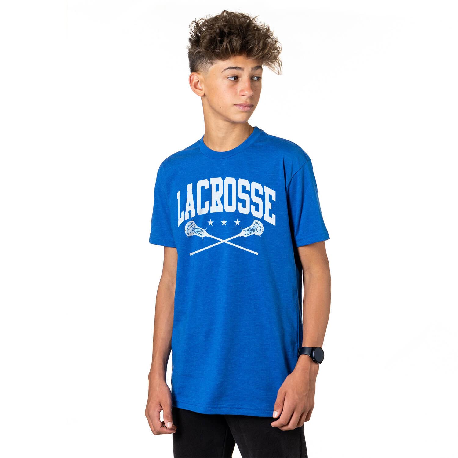 Lacrosse Crossed Sticks Tee | Royal Short Sleeve T-Shirt | Adult Medium