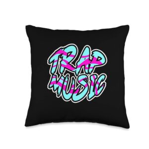 trap music beats music graphic party dance trap enthusiast women and men throw pillow, 16x16, multicolor