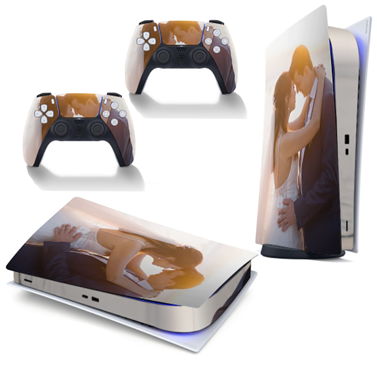 Personalized Custom Skin for PS5 Console Controller with Photos Pictures Customized Stickers Compatible with PS5 Digital Version and Disc Version