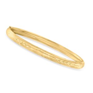 canaria 10kt yellow gold leaf-pattern bangle bracelet. 7 inches