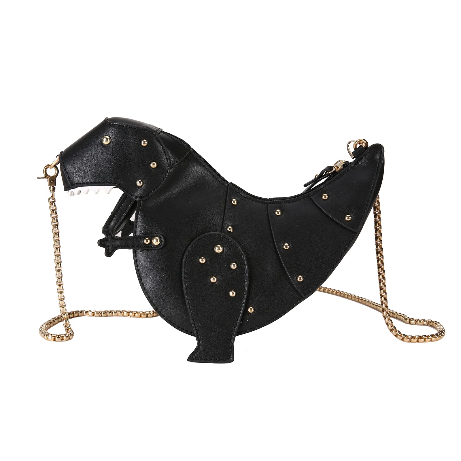 Lytosmoo Dinosaur Shaped Shoulder Handbag PU Leather Rivet Purses Crossbody Bag for Girl Animal Novelty Purse