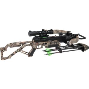 Excalibur Micro 380 Lightweight Compact Accurate Ambidextrous CeaseFire Safety Hunting Archery Crossbow, Mossy Oak Break-Up Country w/Tact-100 Illum Scope