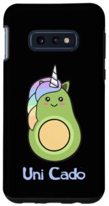 galaxy s10e uni cado, cute avocado, funny unicorn, guacamole, vegan case