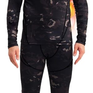 Long Underwear Mens-Long Johns for Men Winter Gear Fleece Base Layer Set Skiing Warm Top & Bottom