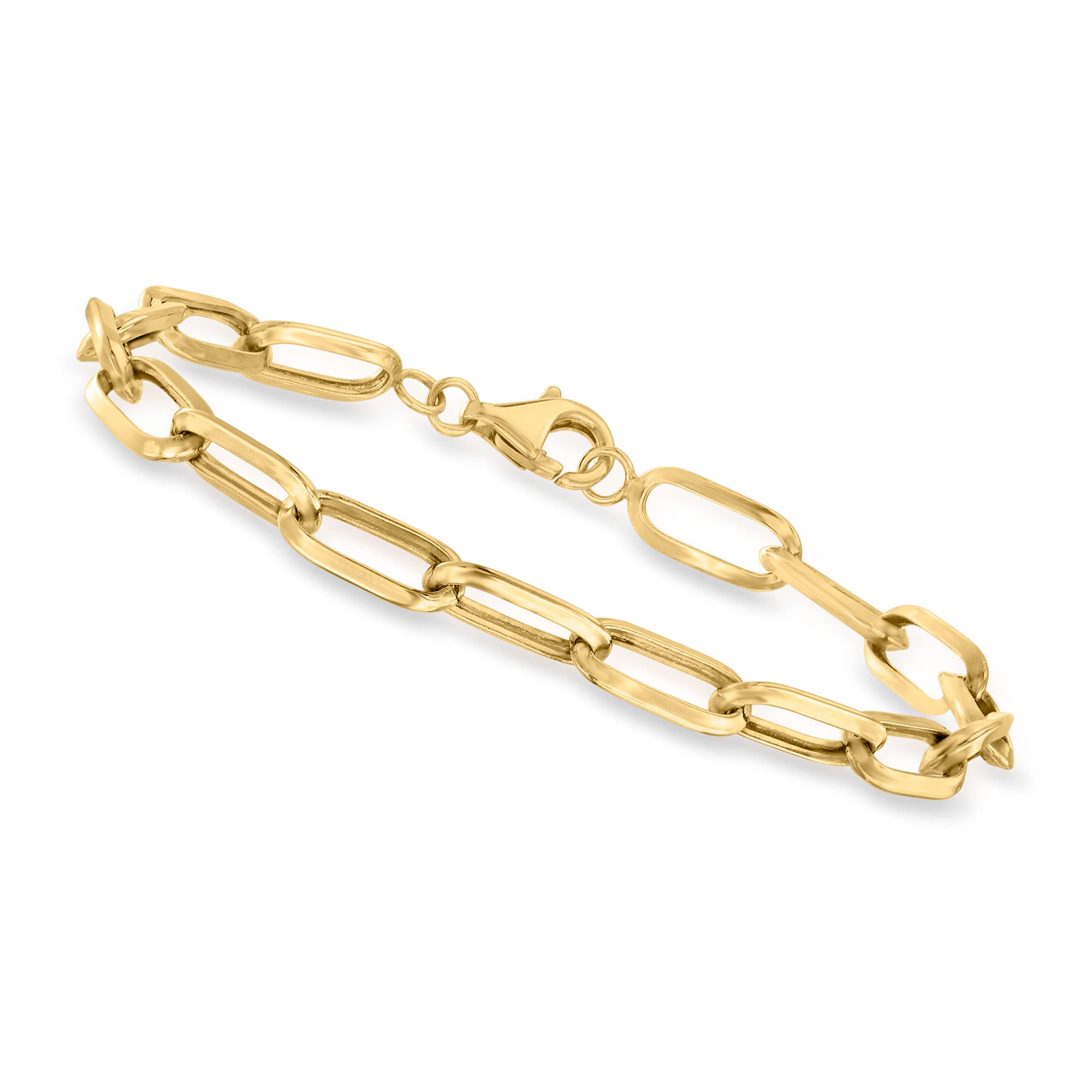 Canaria 10kt Yellow Gold Paper Clip Link Bracelet. 8 inches