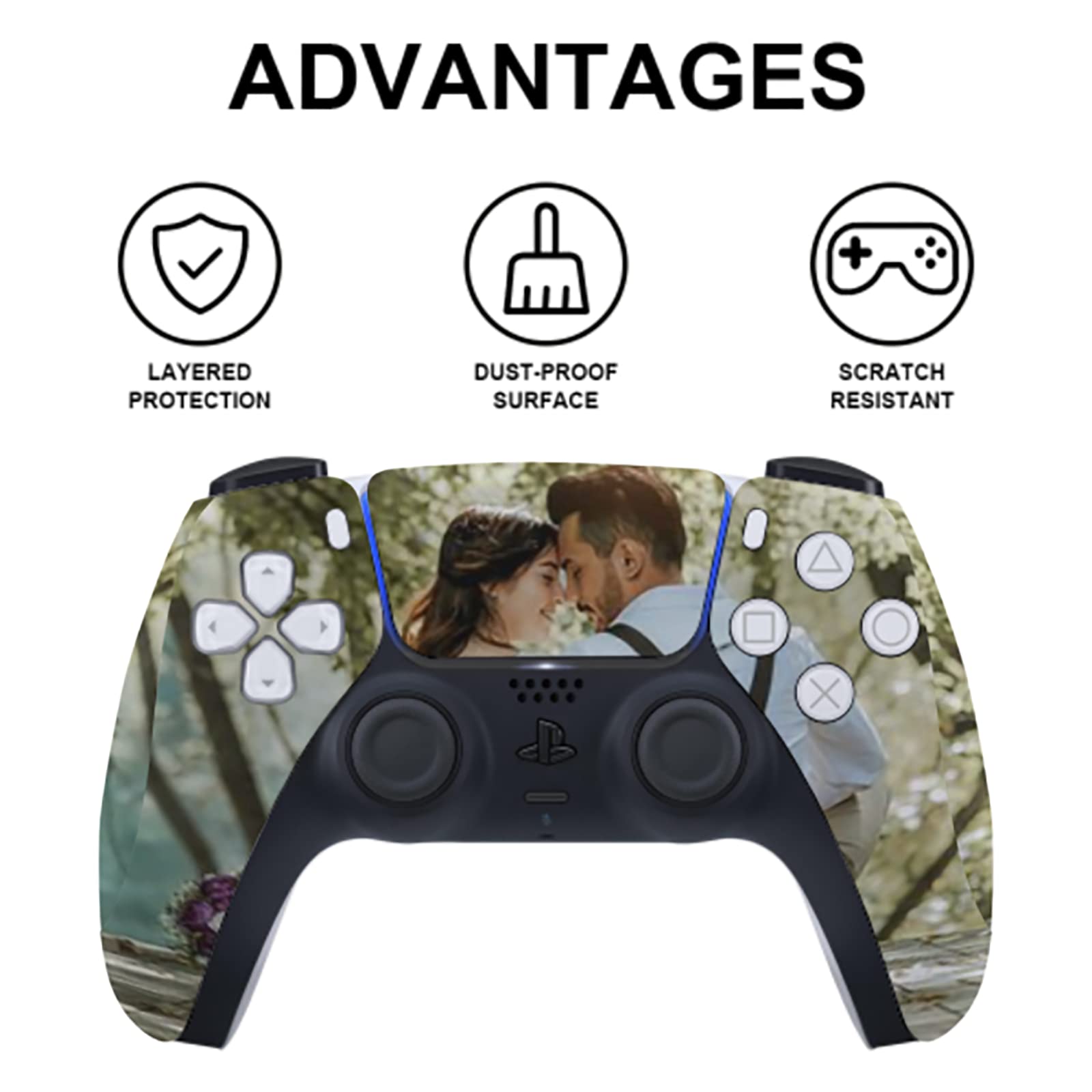 Personalized Custom Skin for PS5 Console Controller with Photos Pictures Customized Stickers Compatible with PS5 Digital Version and Disc Version