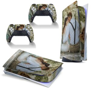 Personalized Custom Skin for PS5 Console Controller with Photos Pictures Customized Stickers Compatible with PS5 Digital Version and Disc Version