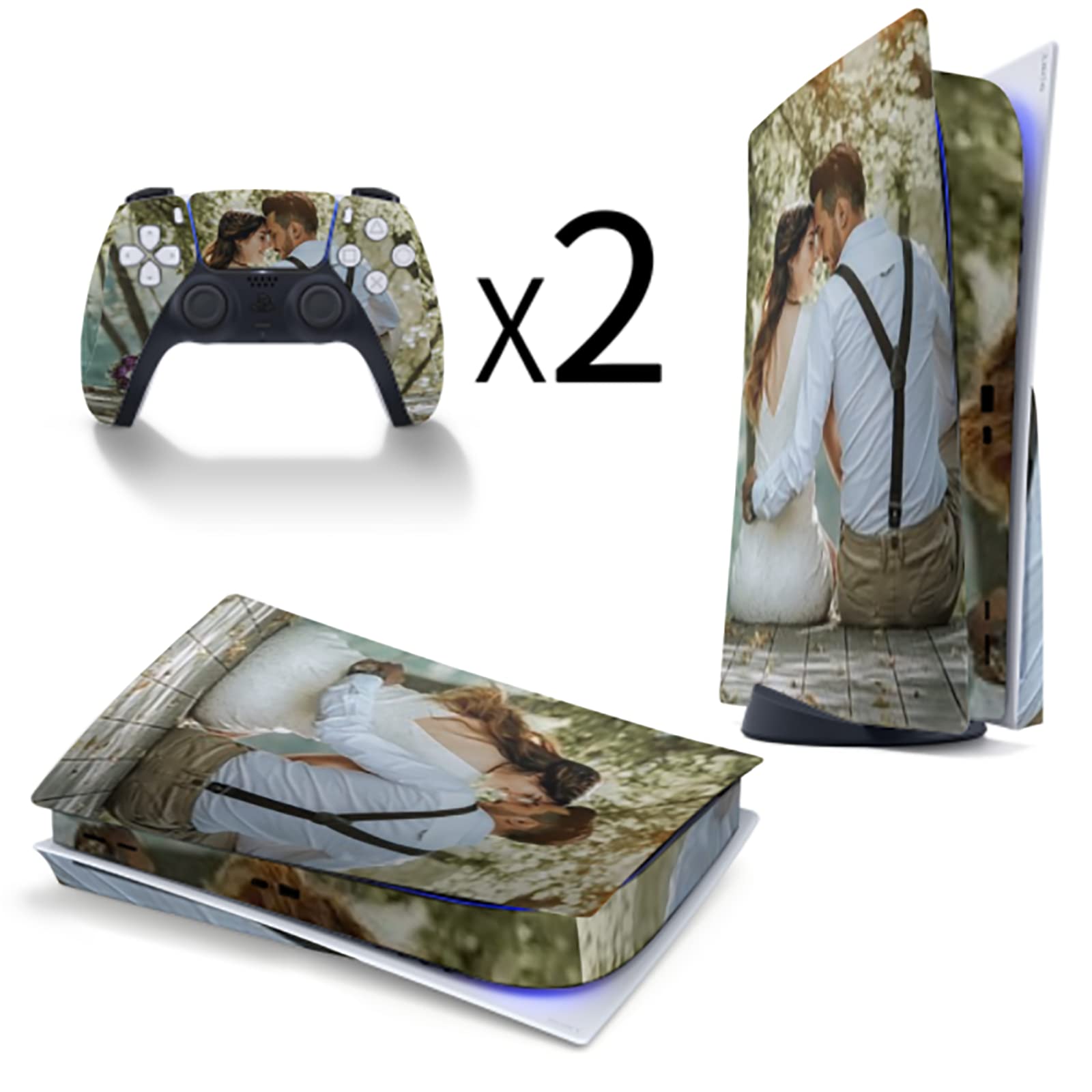 Personalized Custom Skin for PS5 Console Controller with Photos Pictures Customized Stickers Compatible with PS5 Digital Version and Disc Version