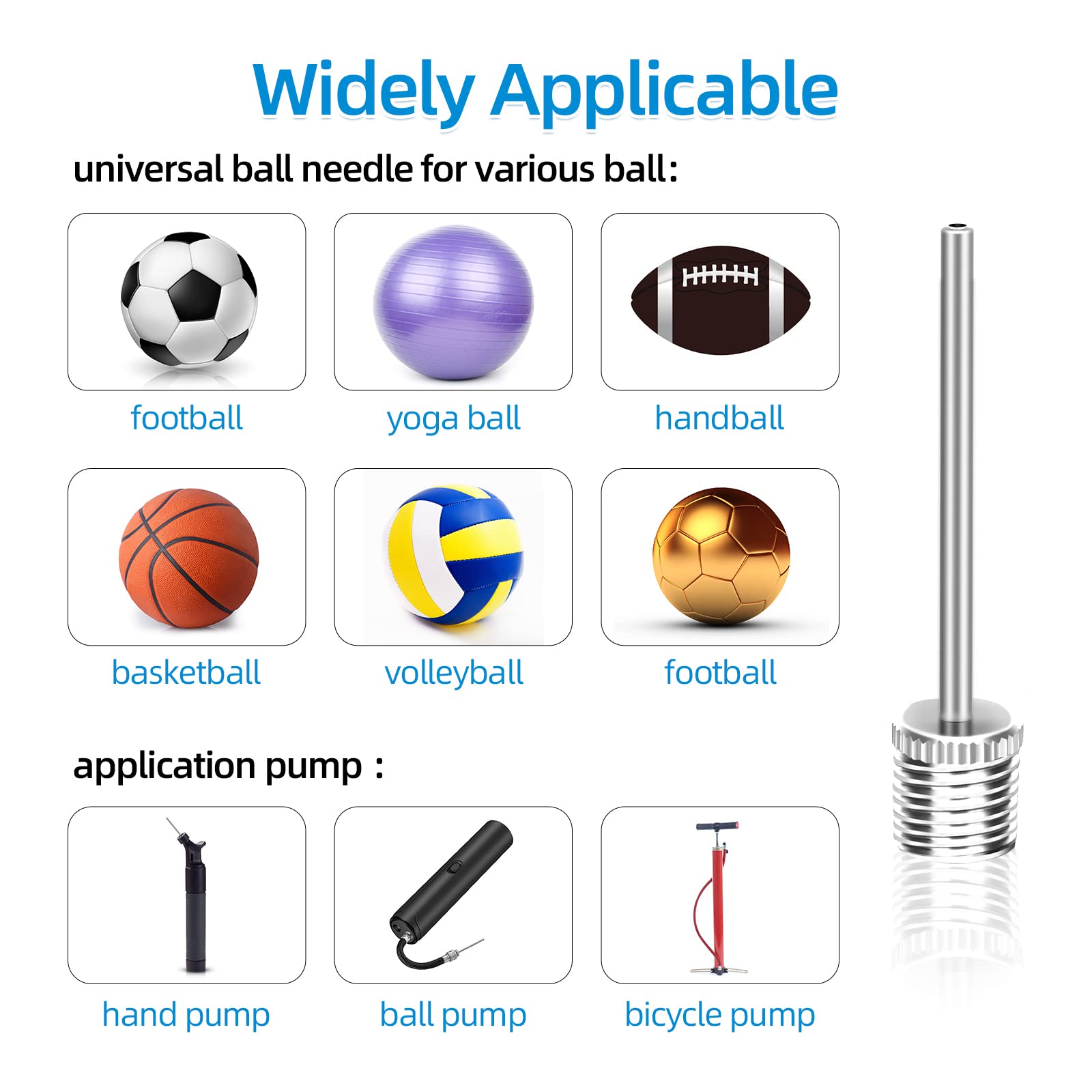 16PCS Air Pump Needle, Dual-Port Inflation Needles, Air Inflation Needle for Football Basketball Soccer Ball Volleyball Rugby Balls and Other Sports Balls Replacement Needles with Portable Storage Box