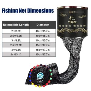 LJHU Fishing Keep Net Cage Small Collapsible Fish Cage, Durable Fishing Accessories Tool for Garden Pond/Tank/Carp/Hot Tub, Fishing Basket Trap Mesh with Bag (Size : 2.5m x 45cm/8.2ft x 17.7in)