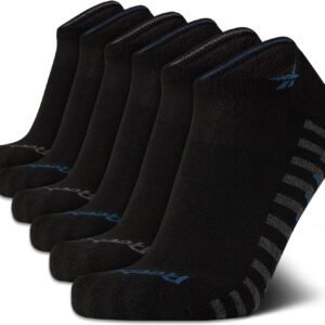 Reebok Men’s Low Cut Socks – 6 Pack Basic Cushion Low Cut No Show Socks for Men - Men's Athletic Socks (Size: 6-12.5), Size 6-12.5, Jet Black