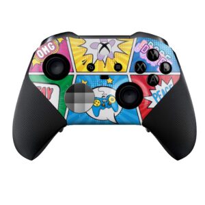 retro comic customised wireless controller for elite by bcb. original elite series 2 controller compatible with xbox one / series x & s. customized with water transfer printing (not a skin)