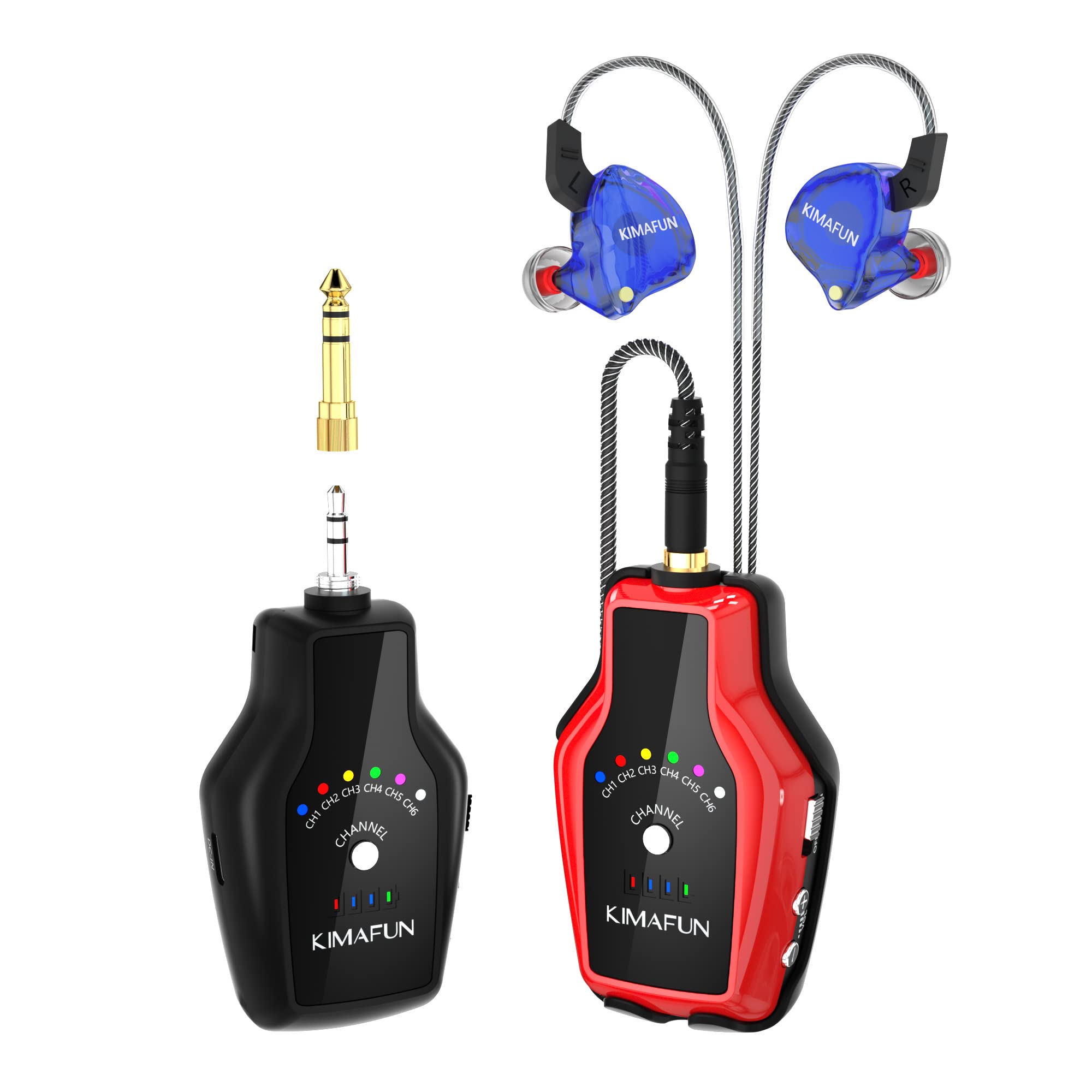 2.4G in Ear Monitor Wireless System 6 Channels Personal IEM for Studio,Rock Band Live Performance,Band Rehearsal,Guitar Amp,Bass Apm,DJ Equipment (US KM-G150-3)